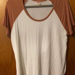 Orange/white short sleeve top